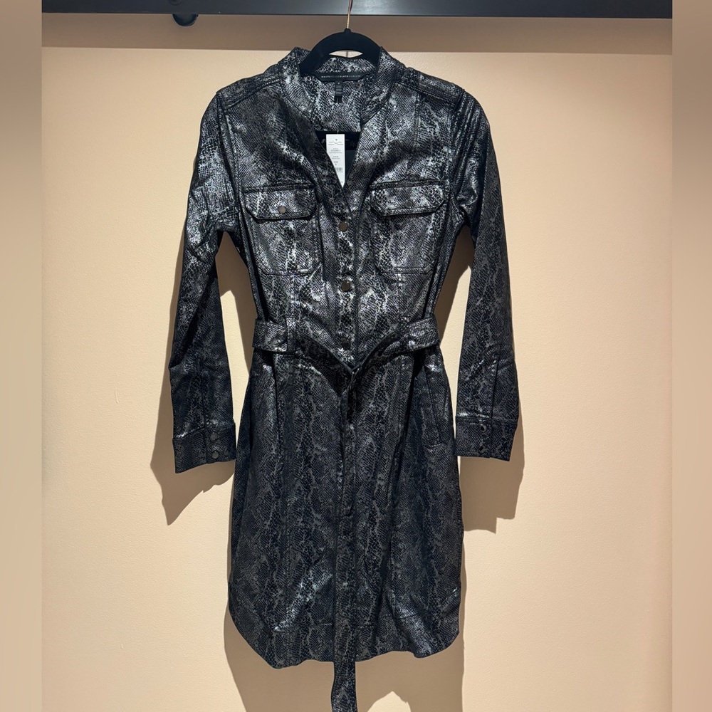 White House Black Market Animal Print Foil Shirt Dress